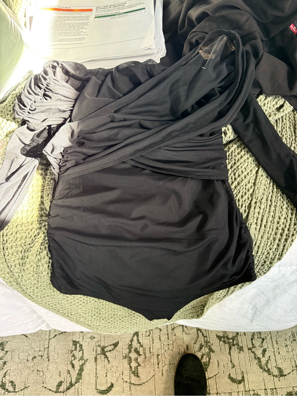 Abercrombie & Fitch Black Draped One-Piece Swimsuit